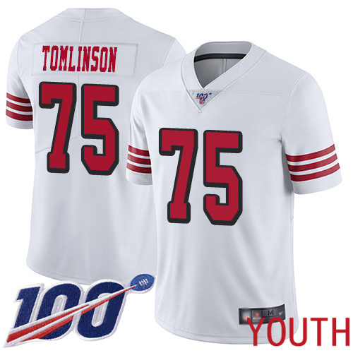 San Francisco 49ers Limited White Youth Laken Tomlinson NFL Jersey #75 100th Season Vapor Untouchable Rush->youth nfl jersey->Youth Jersey